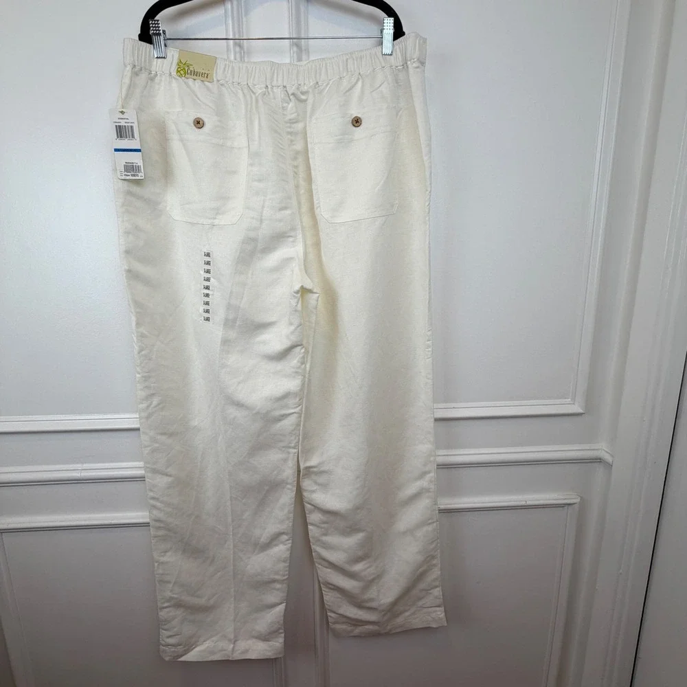 Cubavera Mens Linen Blend Drawstring Pants Bright White XL C2SB0400RN New